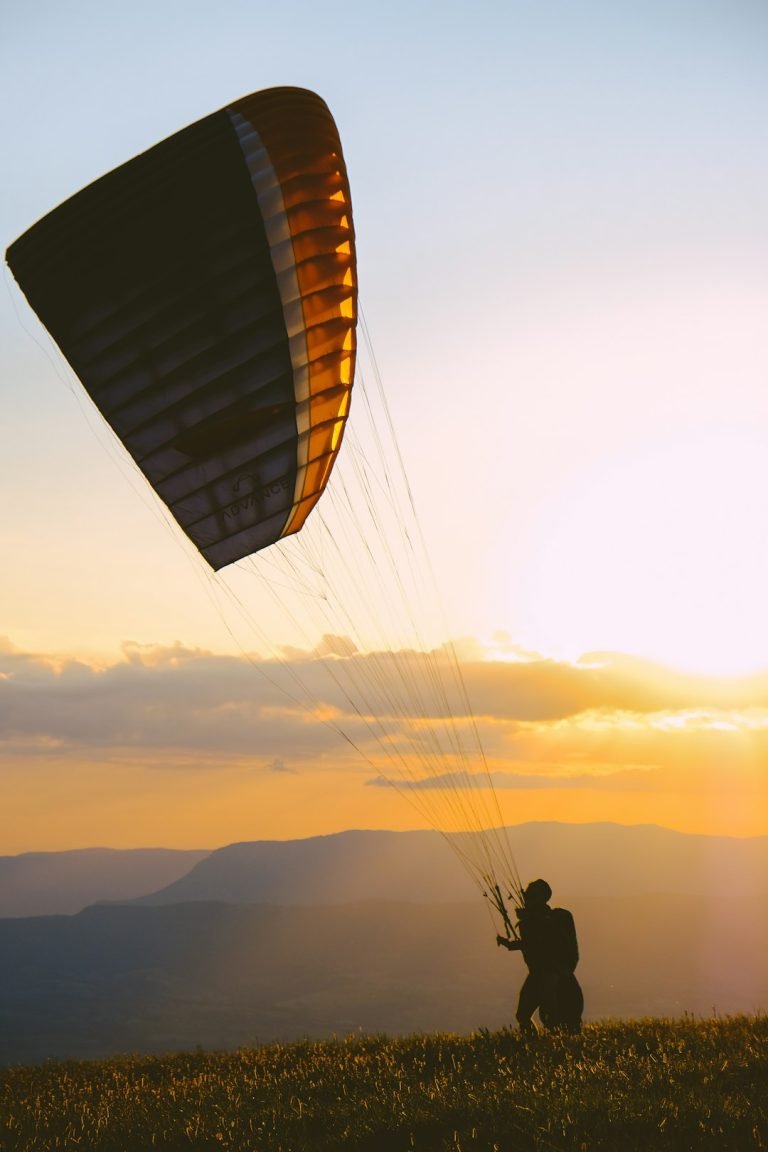Paragliding at sunset